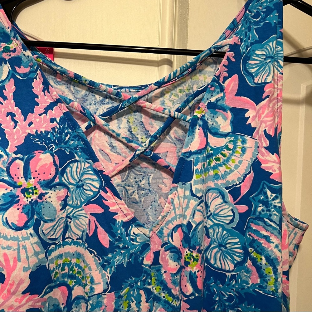 NWT Lilly Pulitzer Kristen Dress Sitting Seaside Blue Tang Sleeveless Mini - Picture 5 of 9